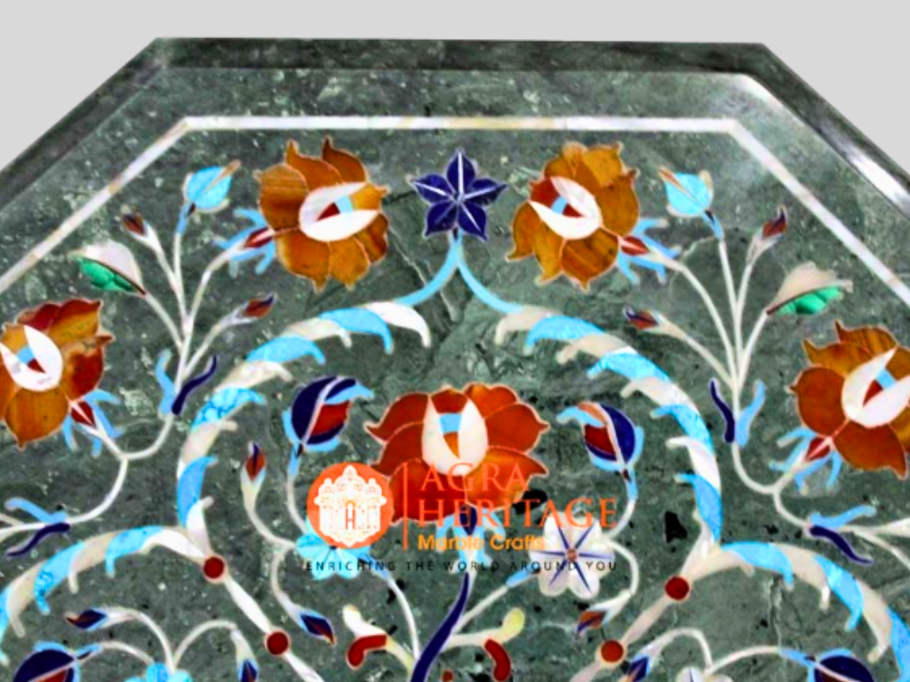 Green Marble Turquoise Pietradura Interior Table Top